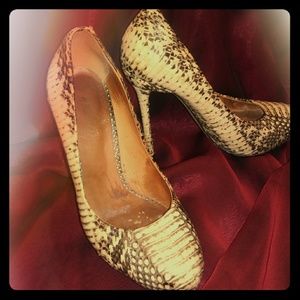 L.A.M.B. by Gwen Stefani snakeskin high heels
